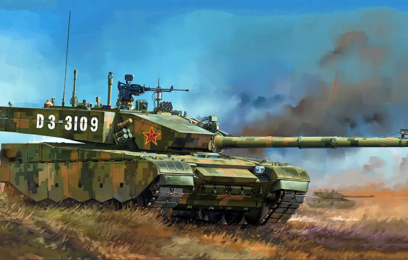 Фото обои ZTZ-99A, серийная модификация, 3 поколения, современный китайский основной боевой танк, Type 99A