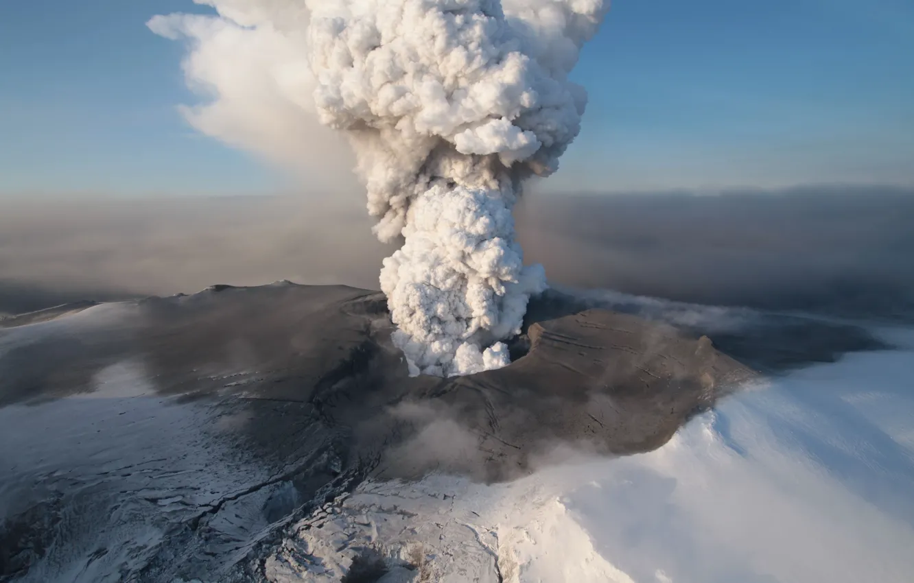 Фото обои пепел, дым, вулкан, извержение