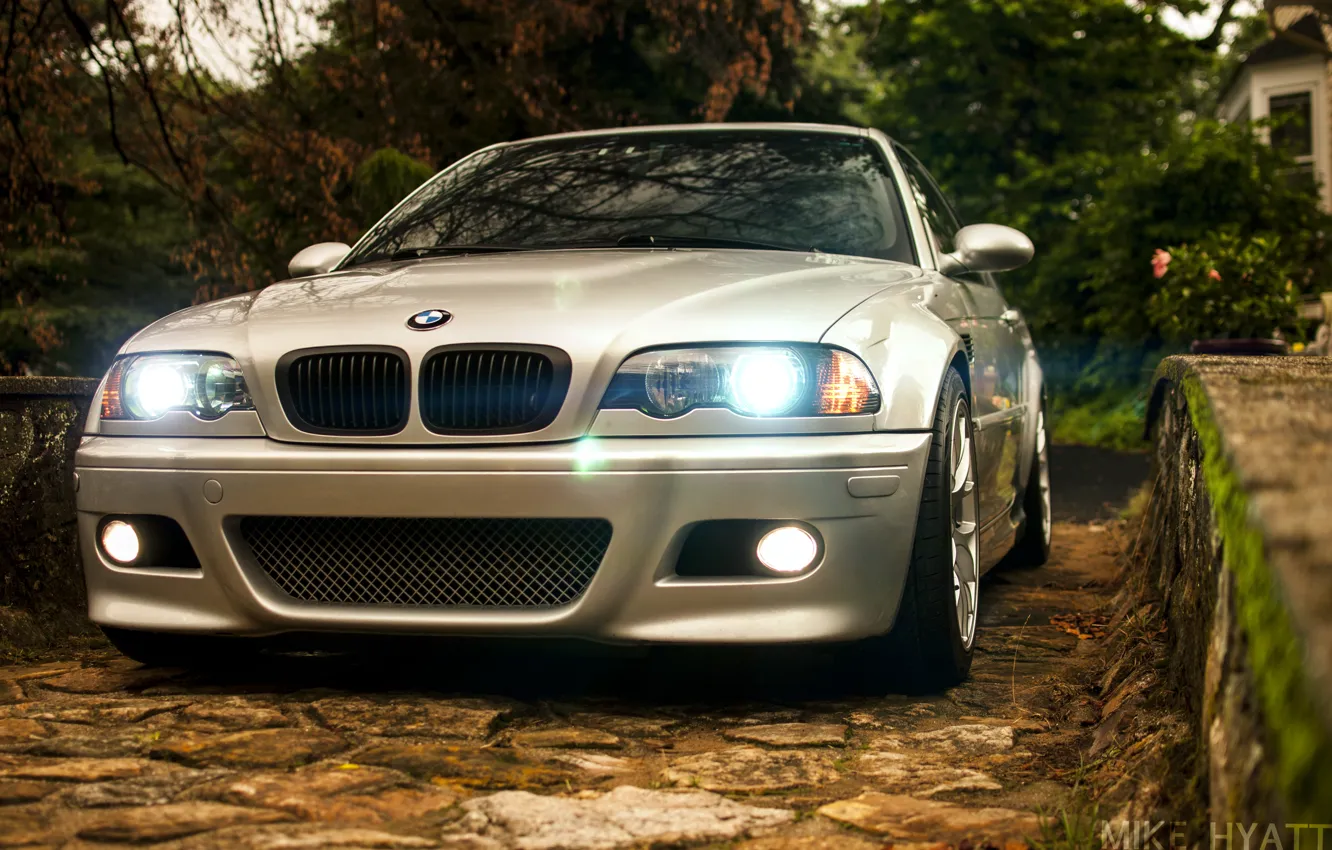 Фото обои bmw, серебристая, e46