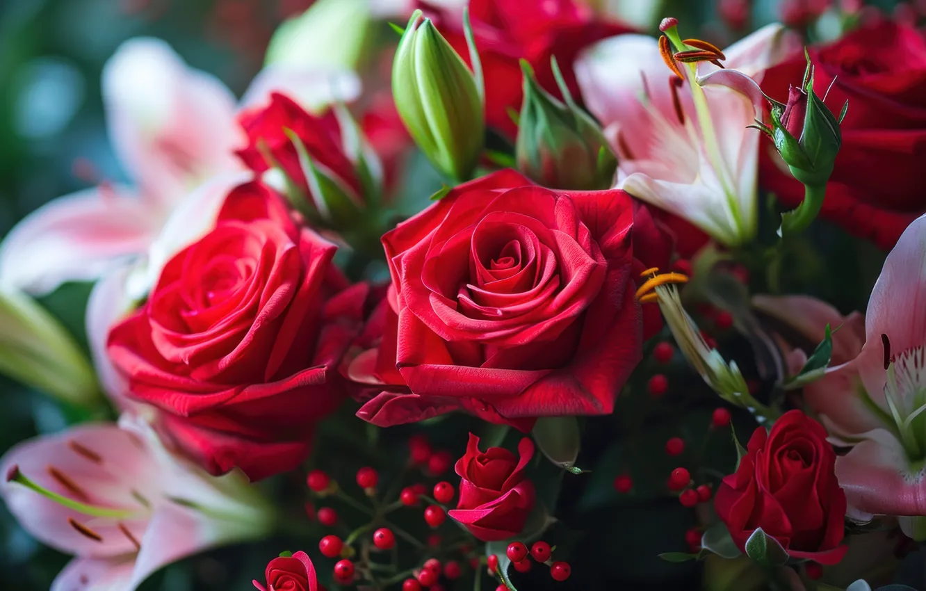 Фото обои цветы, розы, ИИ-арт, НЕЙРОСЕТЬ