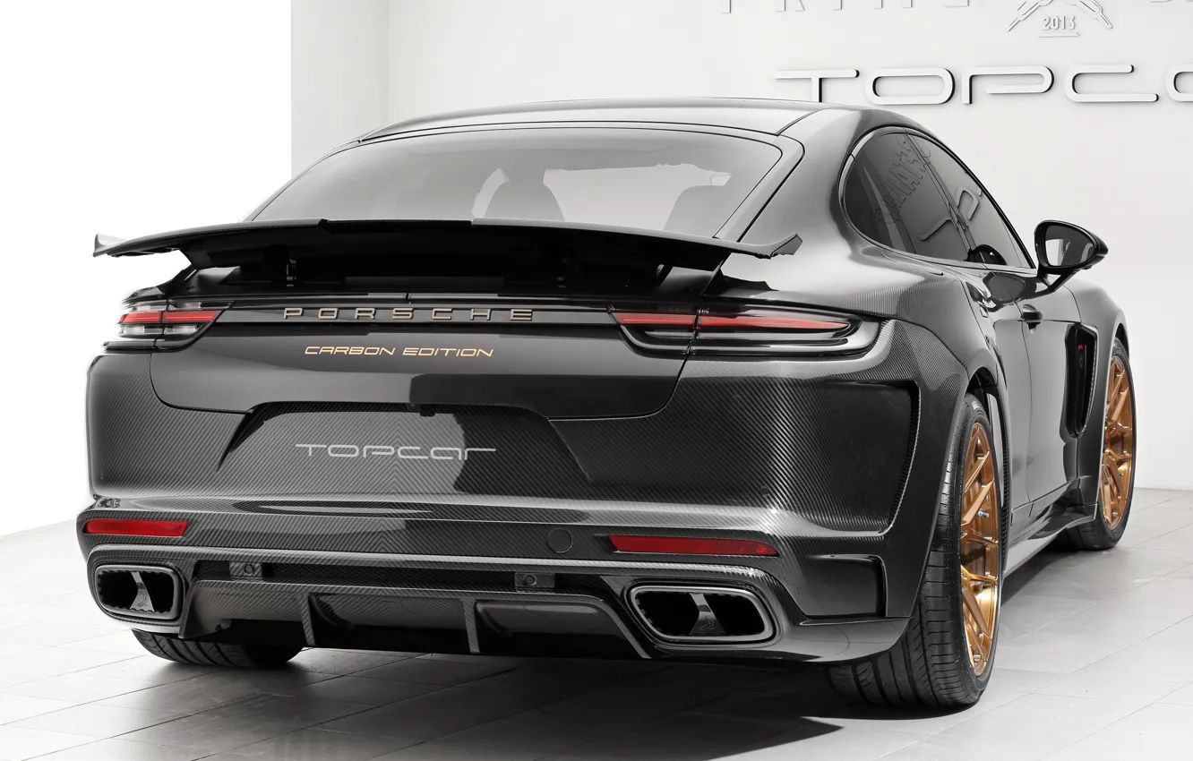 Фото обои Porsche, Panamera, GTR, вид сзади, 2018, Stingray, TopCar, Carbon Edition