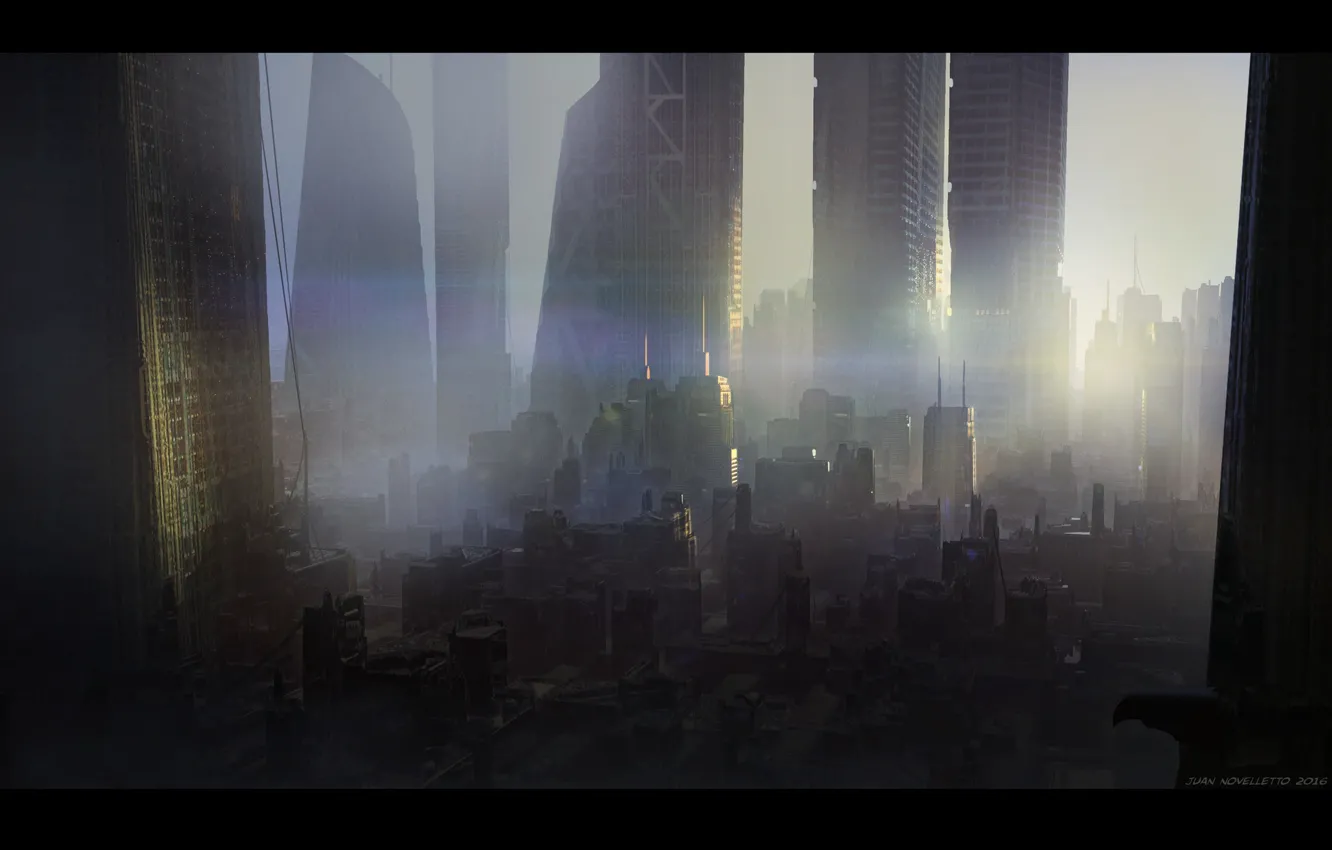Фото обои город, здания, sci fi cityscape