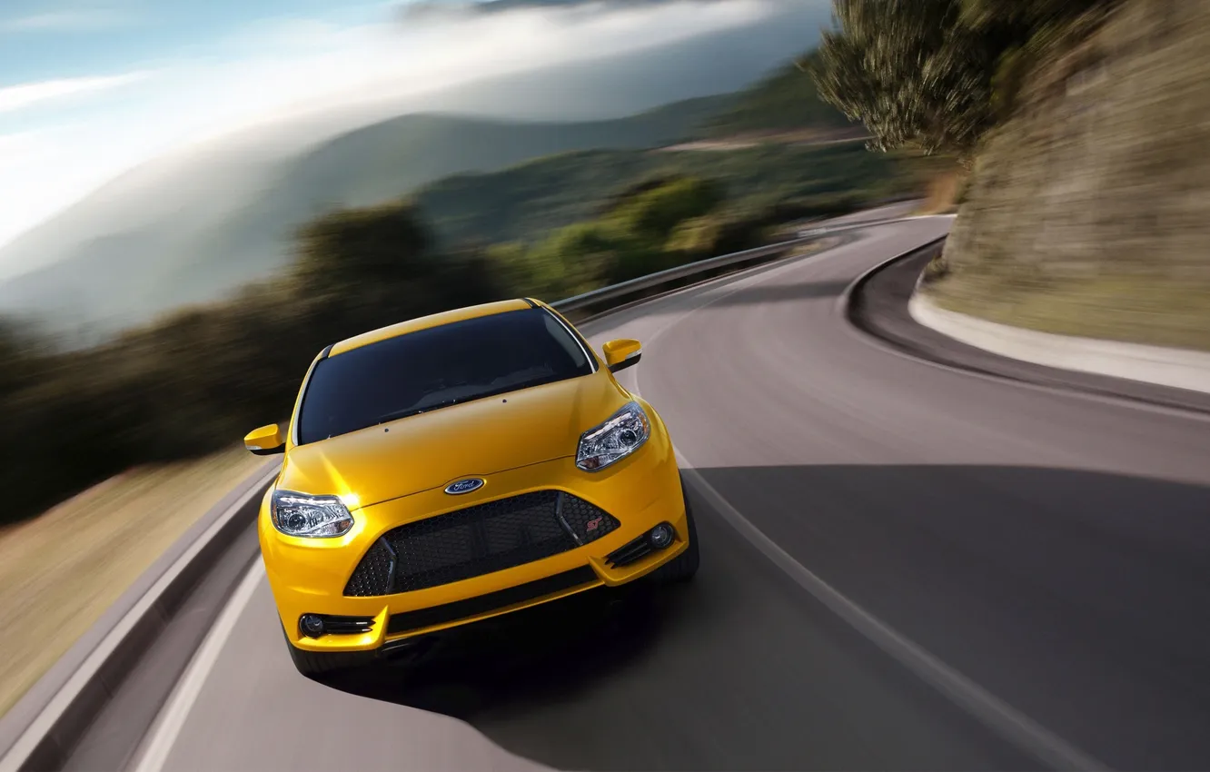 Фото обои дорога, желтый, скорость, ford