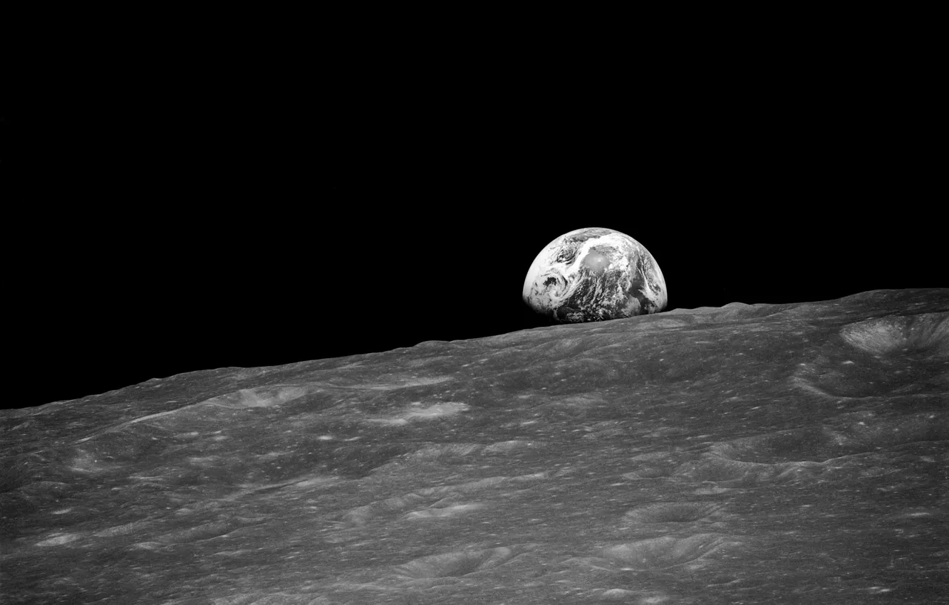 Фото обои космос, луна, земля из космоса