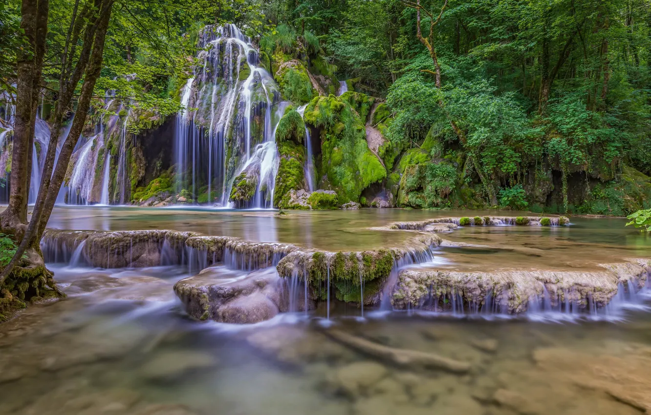 Фото обои природа, озеро, водопад, красота