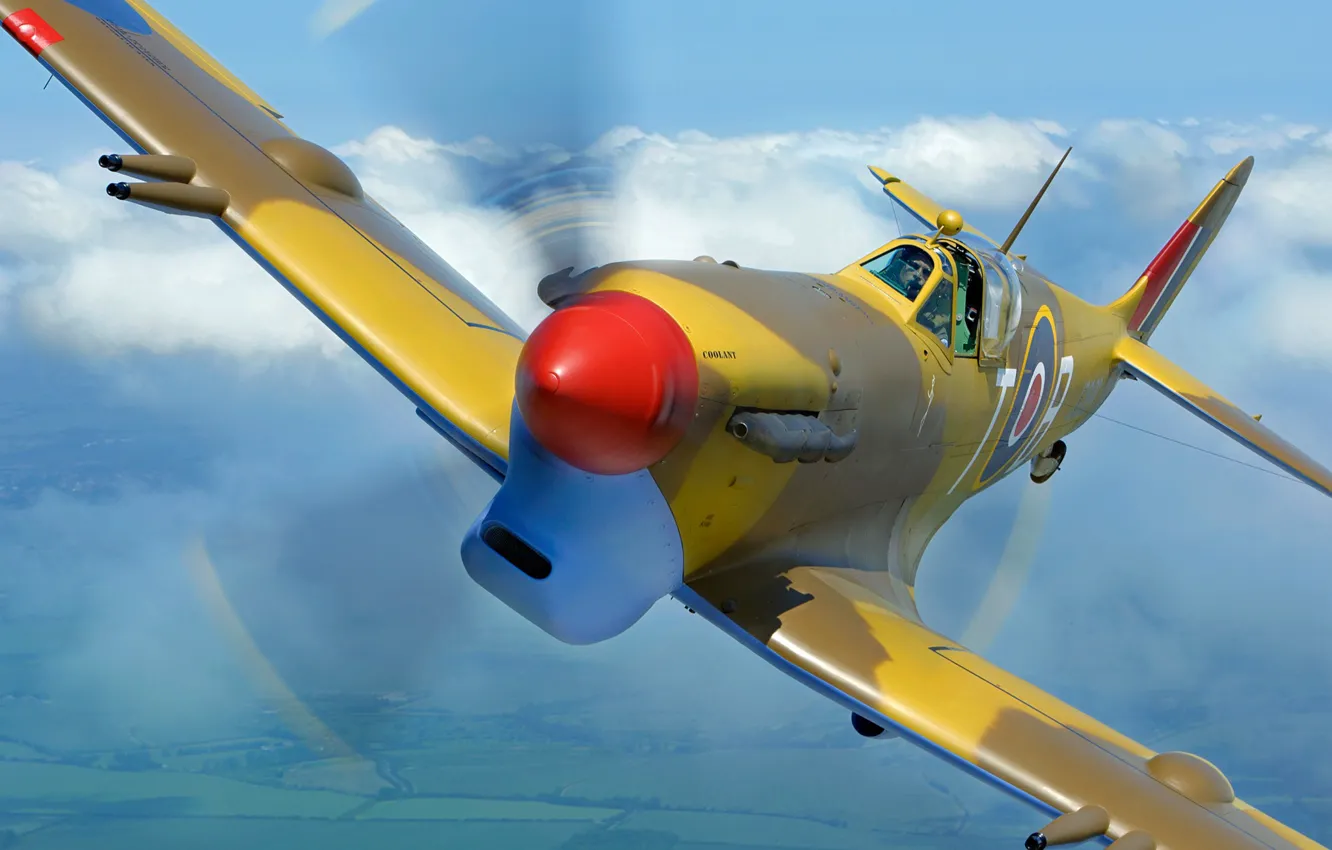 Фото обои Истребитель, Spitfire, Supermarine Spitfire, RAF, Вторая Мировая Война, Supermarine Spitfire Mk.Vc
