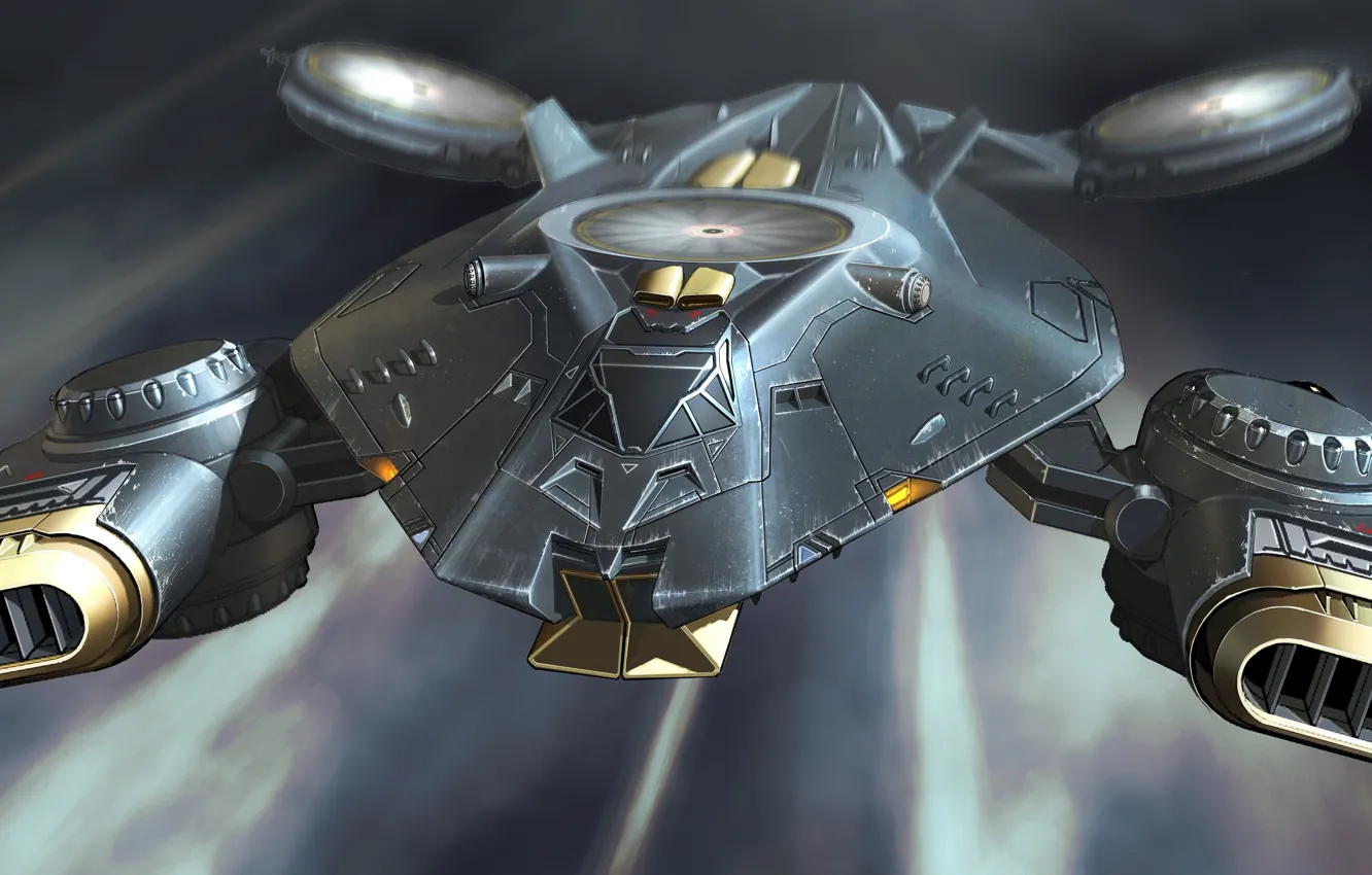 Фото обои Artwork, VTOL, HoverCraft, Jason Hazelroth, Fighter jet, Drone attack
