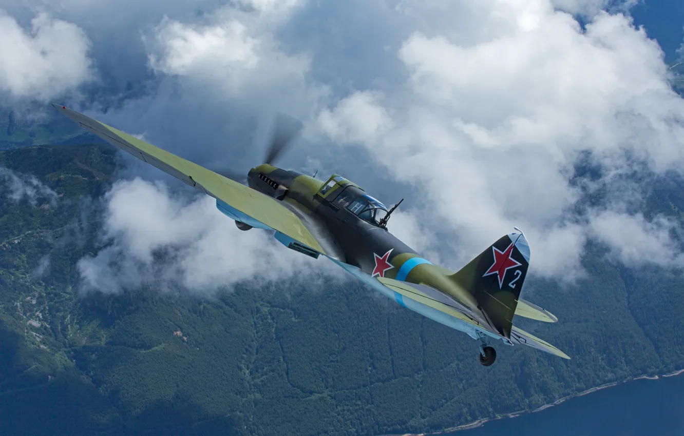 Фото обои Самолет, Вторая Мировая Война, Ил-2, Штурмовик, Ил-2M3, ВВС РККА