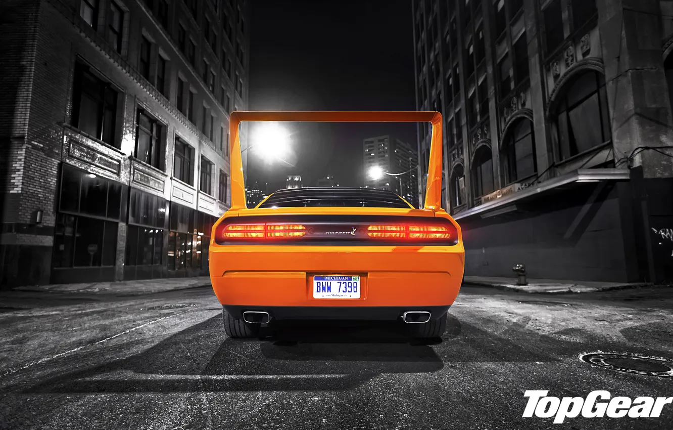 Фото обои ночь, оранжевый, улица, тюнинг, фонари, фонарь, Top Gear, Dodge