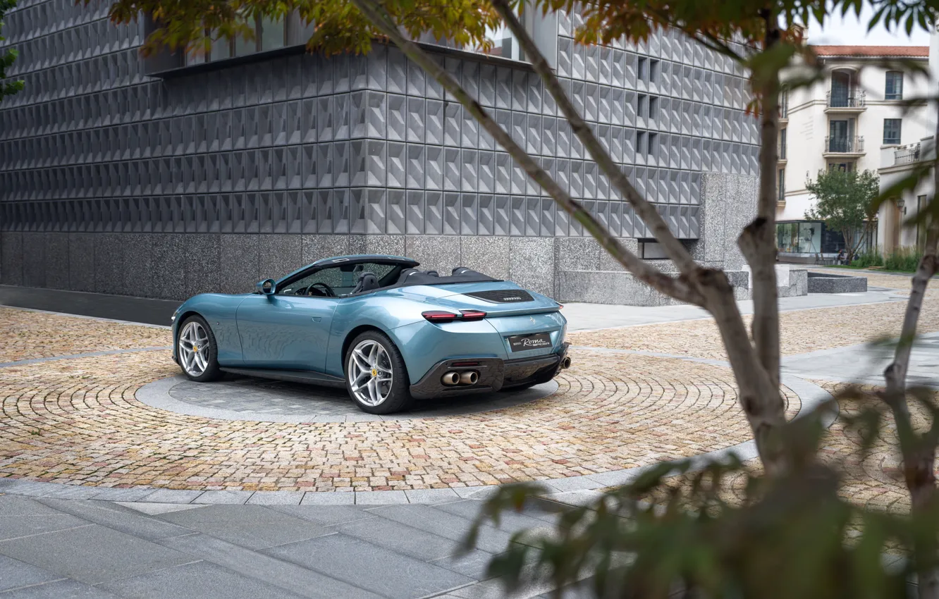 Фото обои car, Ferrari, tree, Roma, rear view, Ferrari Roma Spider