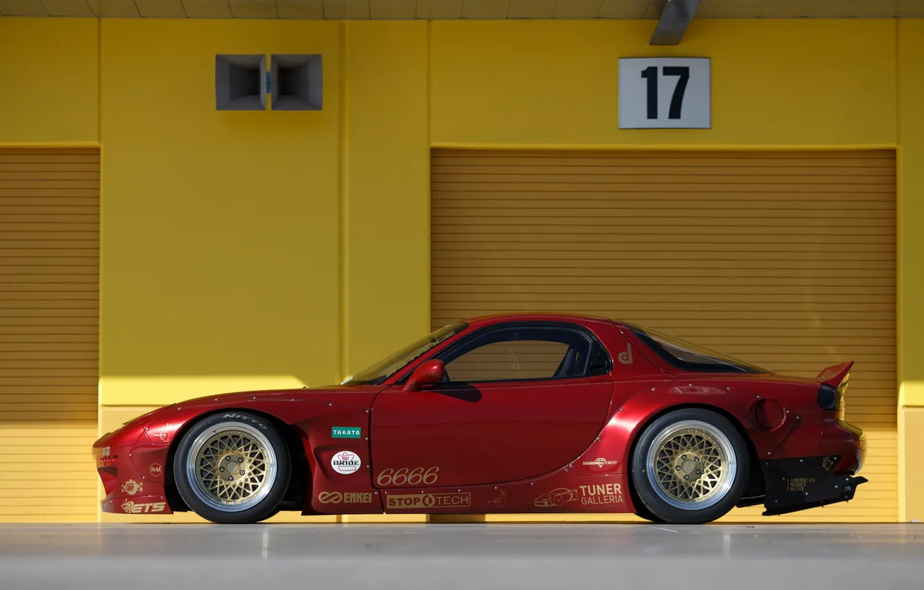 Фото обои Mazda, 1993, Rocket Bunny, RX 7, Sideways