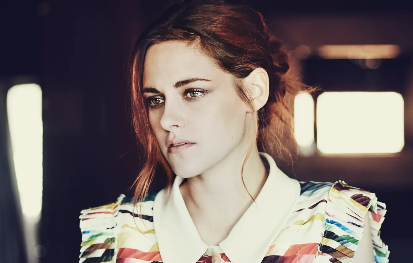 Фото обои модель, портрет, платье, актриса, прическа, фотограф, Kristen Stewart, Кристен Стюарт