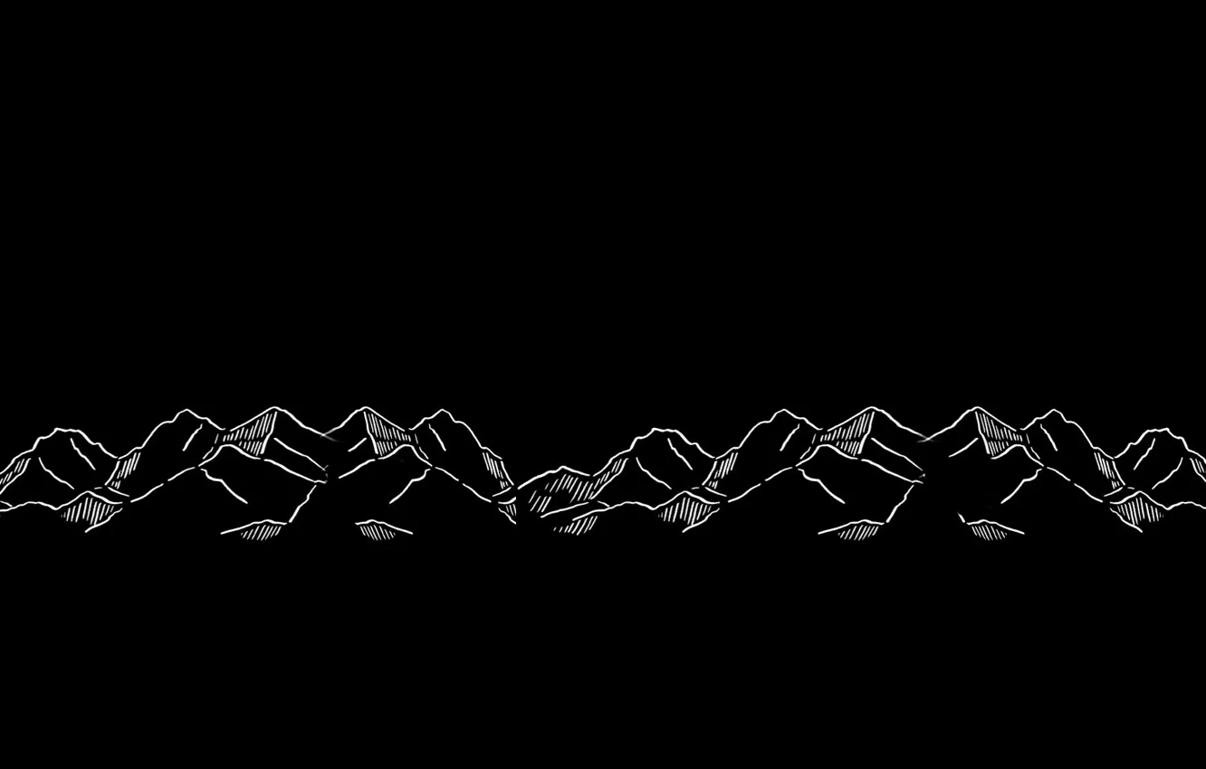 Фото обои горы, Минимализм, текстура, черное, черно - белое