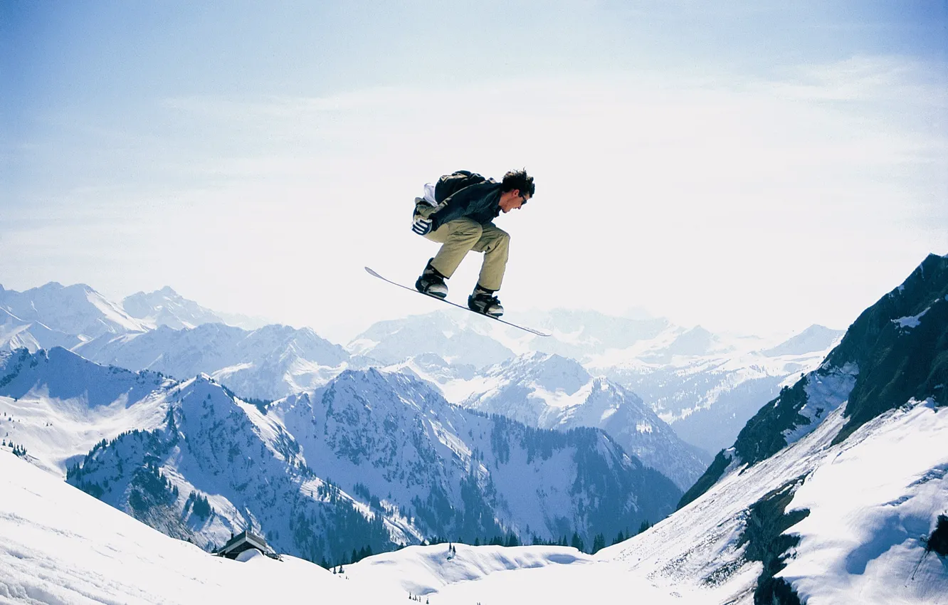 Фото обои снег, сноуборд, гора, snow, man, Snowboard