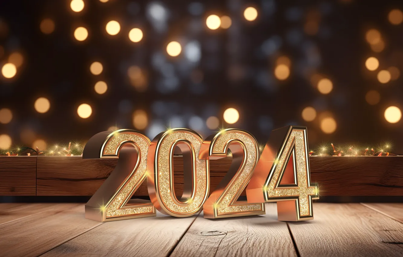 Фото обои украшения, фон, золото, Новый Год, цифры, golden, new year, happy