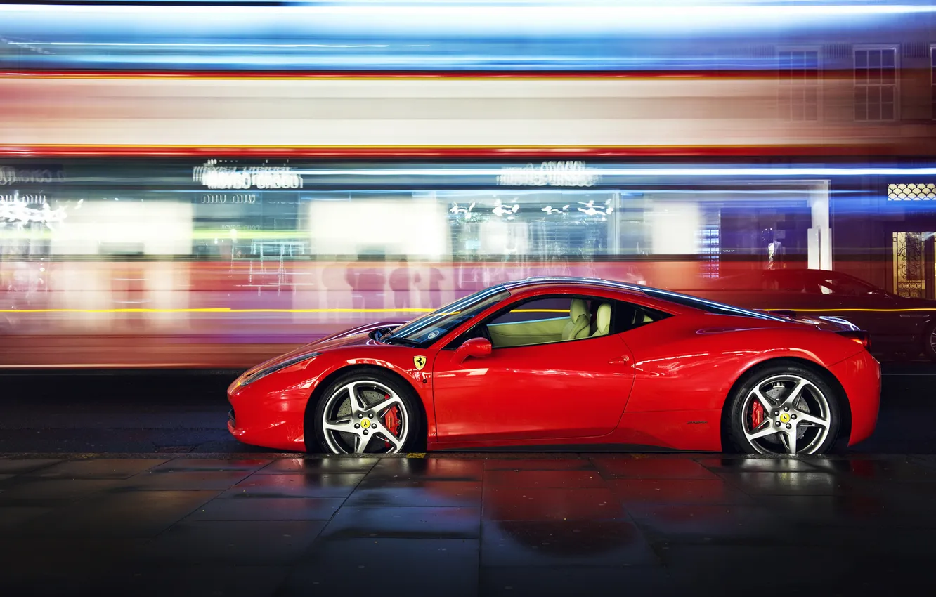 Фото обои ночь, улица, supercar, феррари, ferrari 458 italia