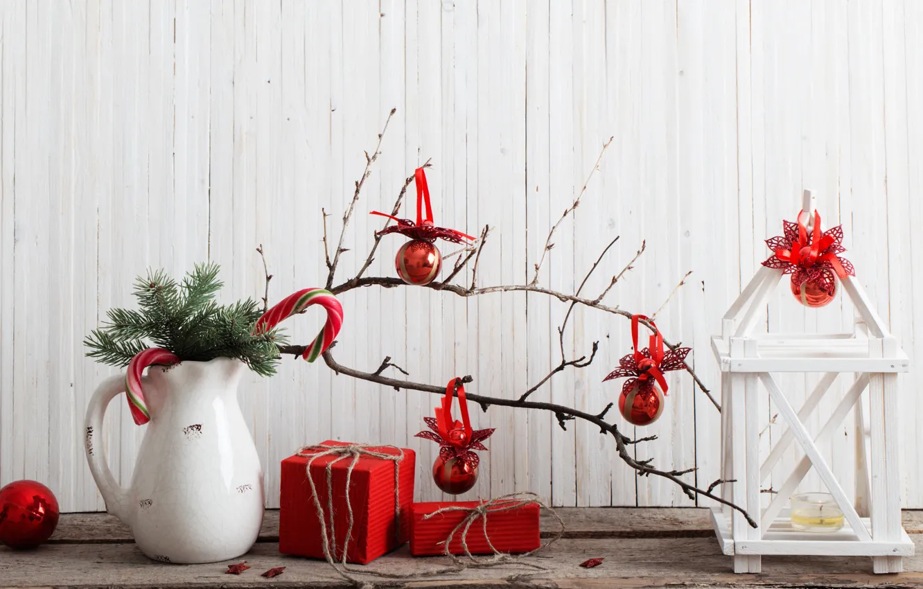 Фото обои украшения, шары, елка, Новый Год, Рождество, подарки, Christmas, vintage