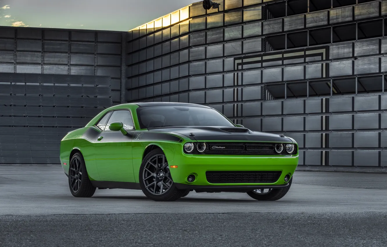 Фото обои green, Dodge, Challenger, автомобиль, мускулкар, додж, muscle car, маслкар
