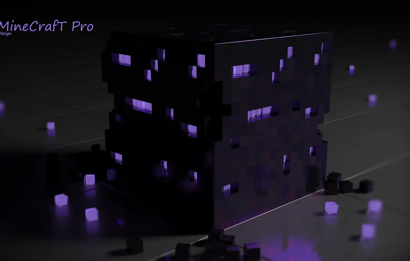 Фото обои Minecraft, obsidian, violet block, purple block