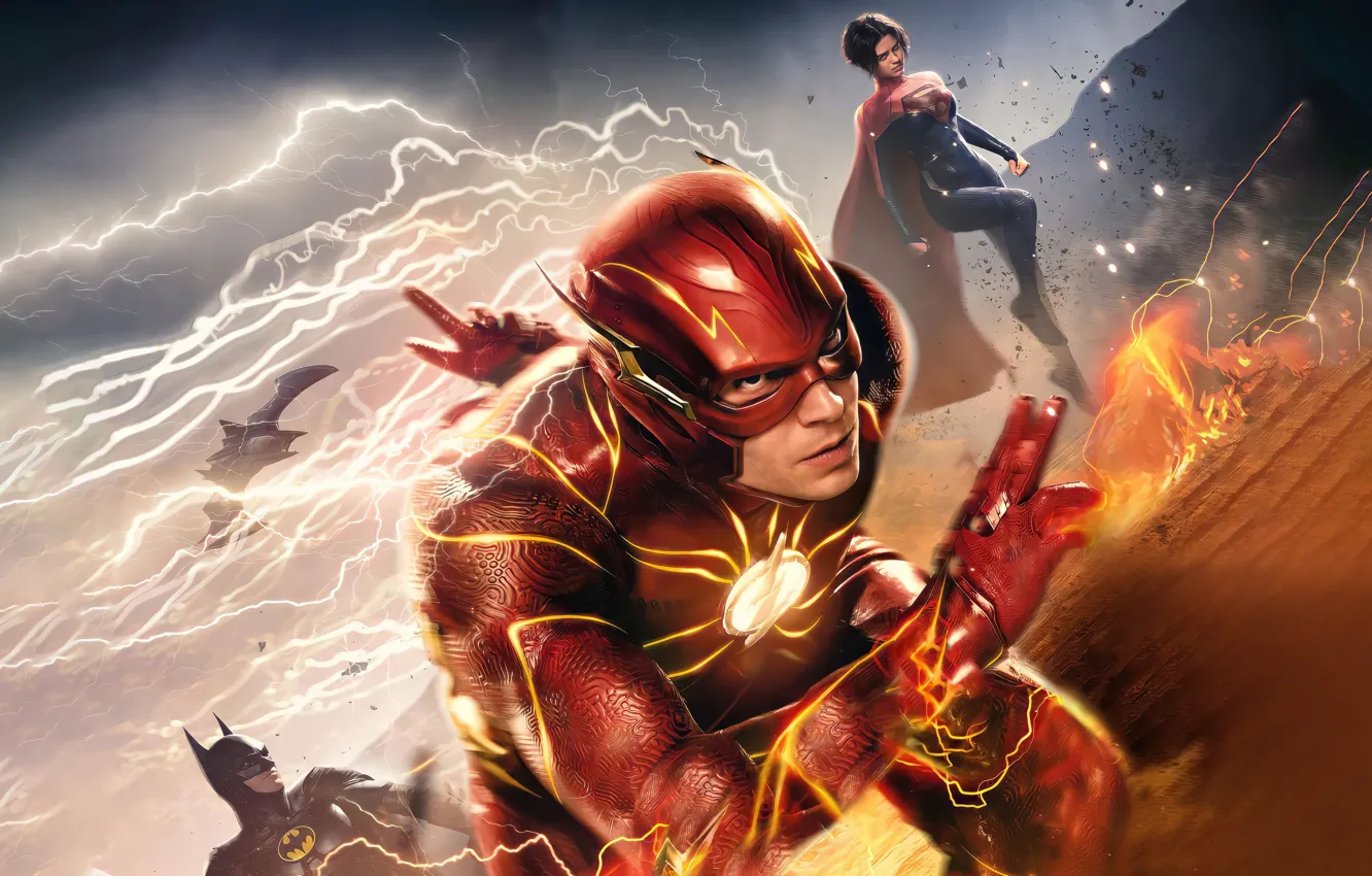 Фото обои постер, Batman, Bruce Wayne, Флэш, The Flash, Barry Allen, Эзра Миллер, Ezra Miller