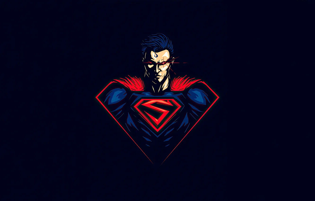 Фото обои минимализм, Супермен, minimalism, Superman, тёмный фон, Кларк Кент, Clark Kent, DC comics