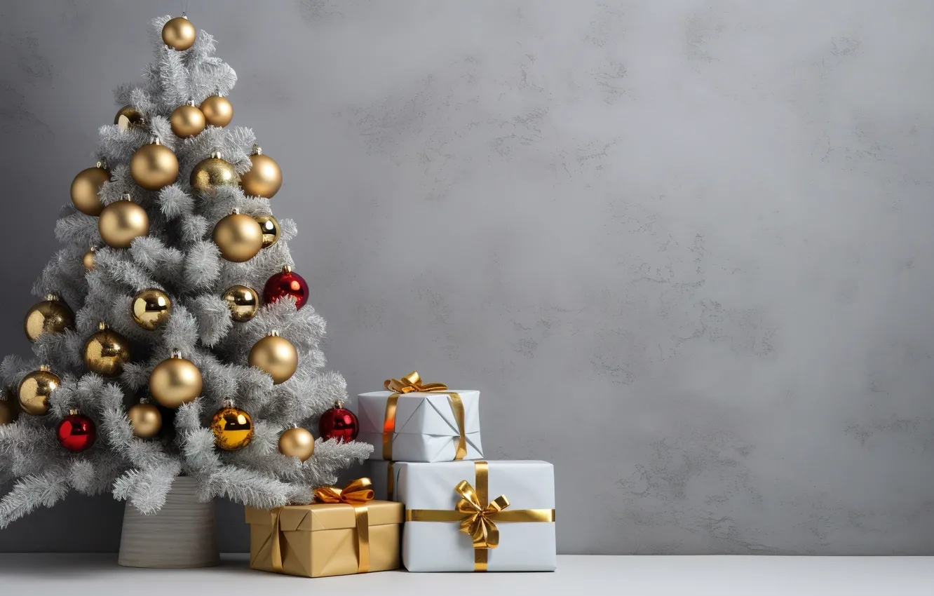 Фото обои украшения, подарок, шары, елка, новый год, Рождество, Christmas, balls