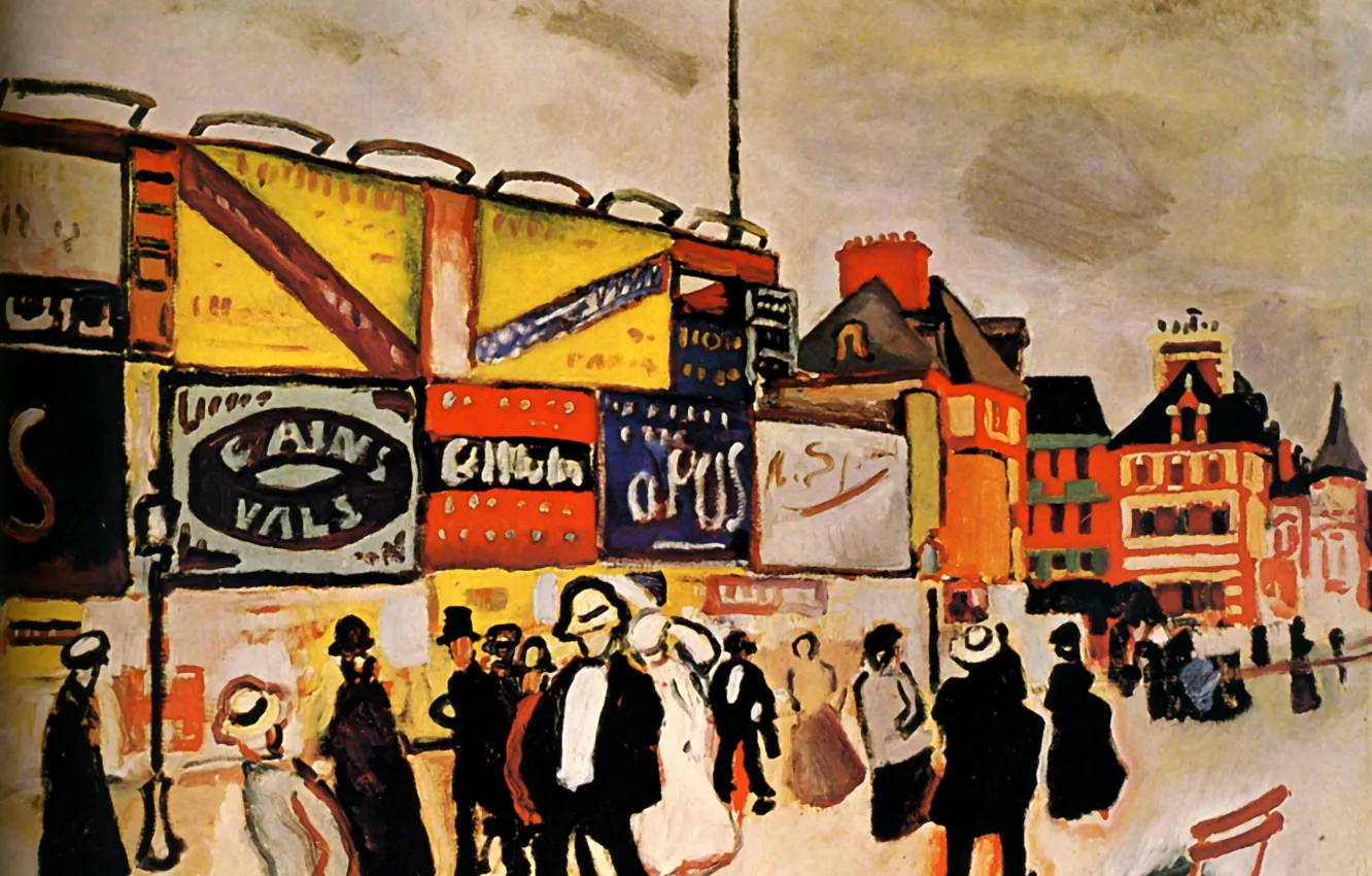 Фото обои Paris, 1906, Huile sur Toile, Raoul Dufy, Les Affiches Е Trouville, MusВe national d'art Moderne, …