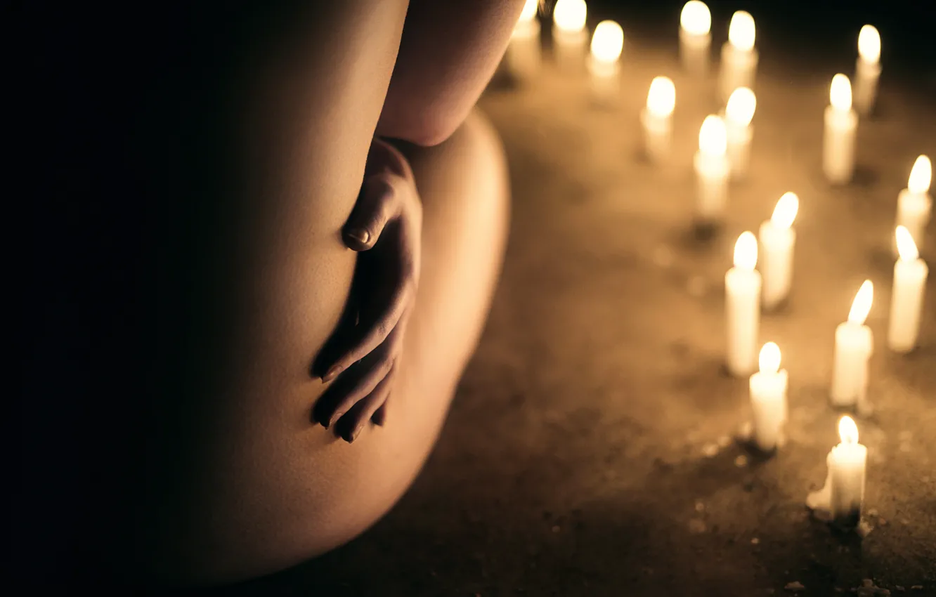Фото обои девушка, свечи, Andrea Peipe, Softness