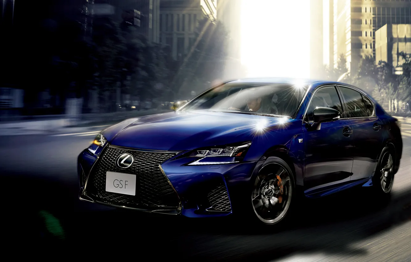 Фото обои синий, Lexus, седан, лексус, GS F