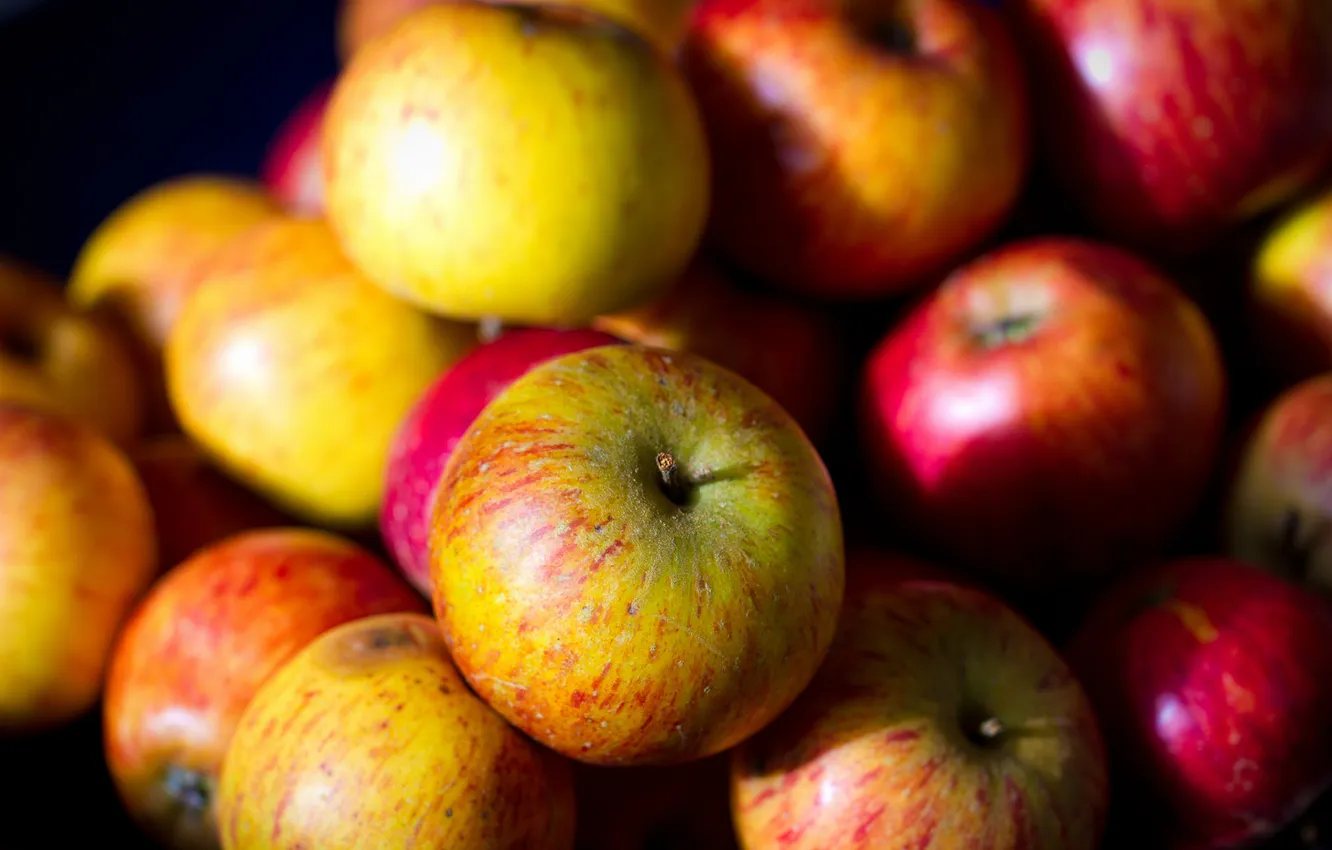 Фото обои макро, яблоки, плоды, много