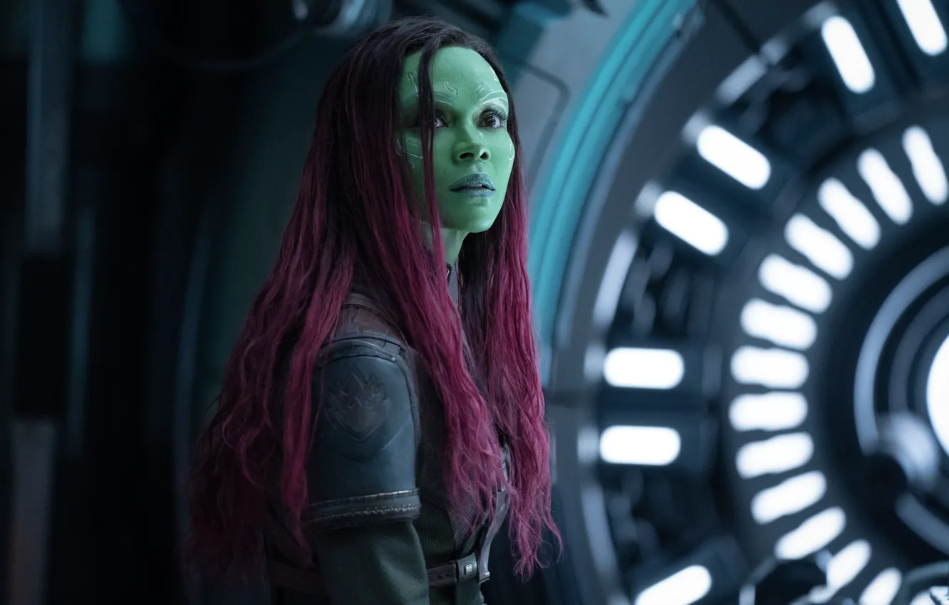 Фото обои character, beautiful, Zoe Saldana, Gamora, Marvel Studios, Guardians of the Galaxy Vol. 3