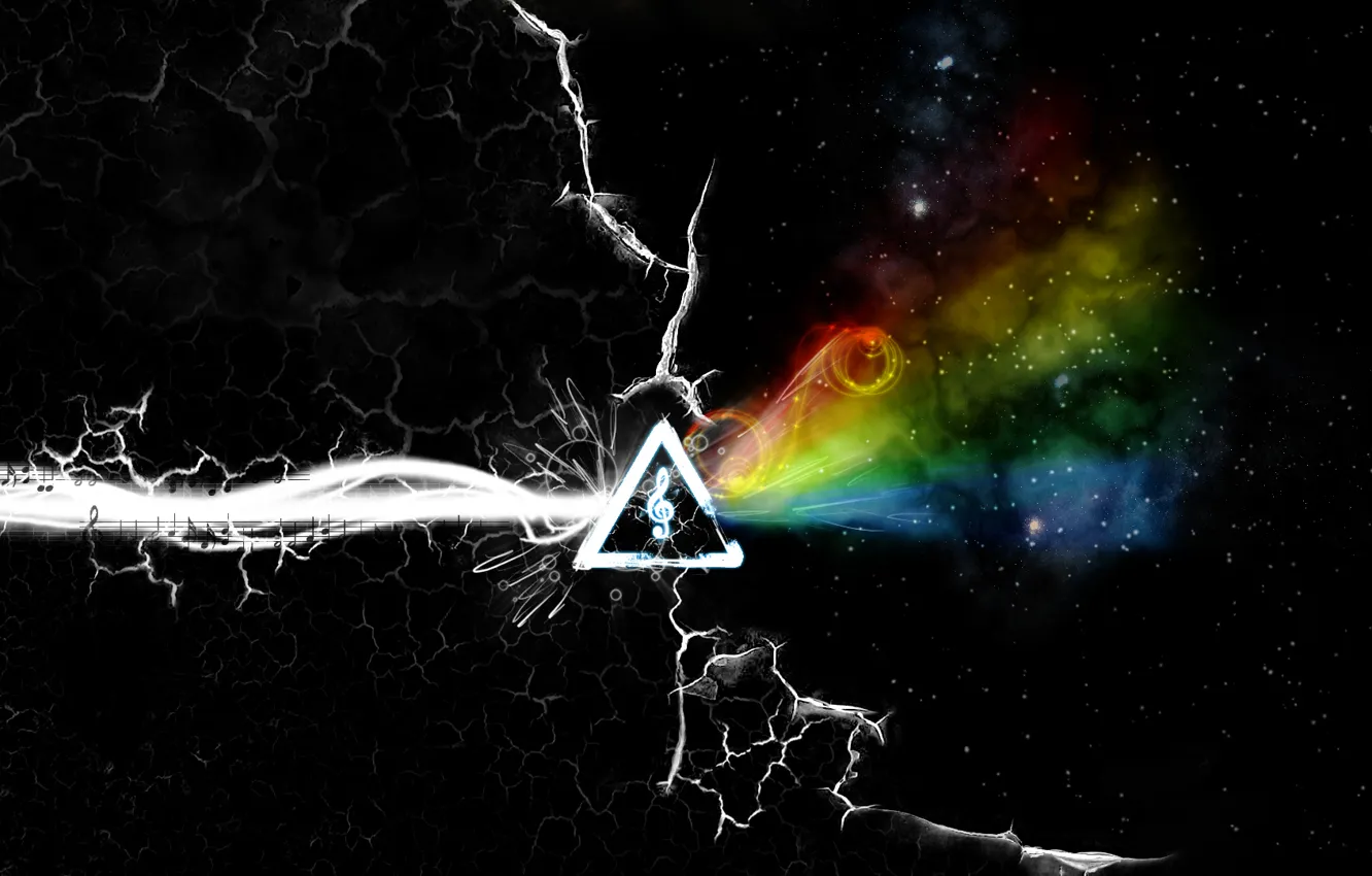 Фото обои Pink Floyd, Progressive rock, the dark side of the moon, the album cover, a prism