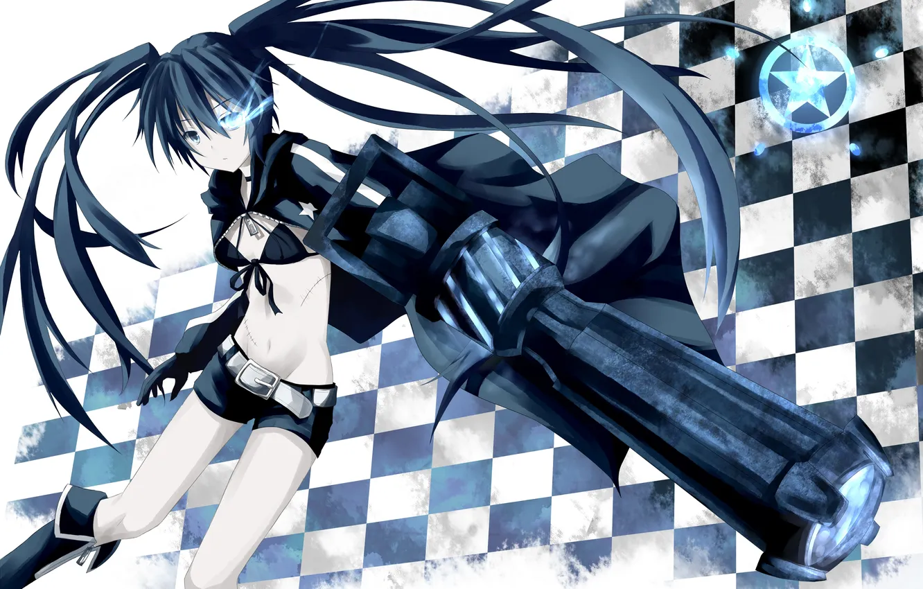 Фото обои девушка, оружие, Black Rock Shooter, Мато, Курои, Стрелок с чёрной скалы, Kuroi, Mato