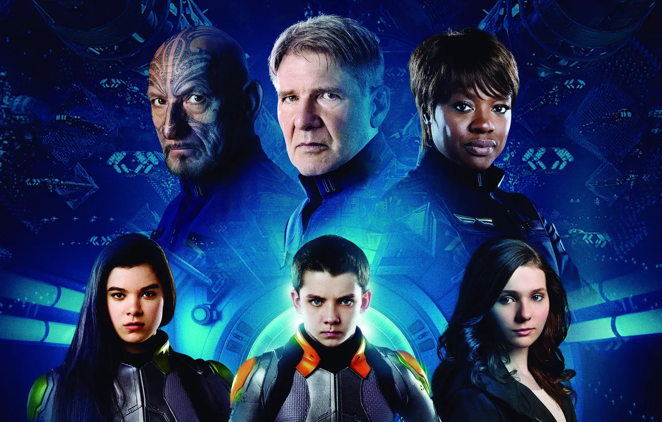 Фото обои фантастика, Harrison Ford, Харрисон Форд, Бен Кингсли, Ben Kingsley, Enders Game, Игра Эндера, Хейли Стайнфелд