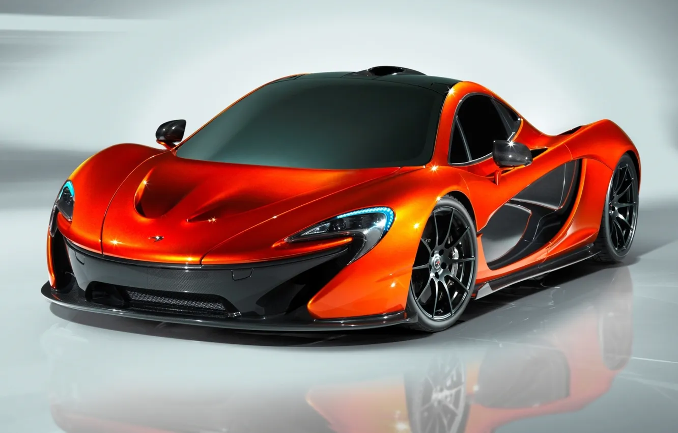 Фото обои Concept, оранжевый, фон, McLaren, концепт, суперкар, передок, МакЛарен