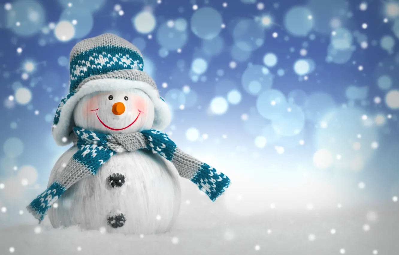 Фото обои зима, снег, Новый Год, Рождество, снеговик, Christmas, winter, snow