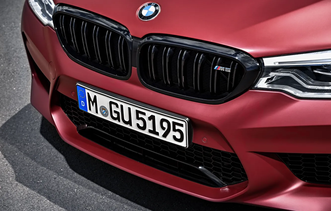 Фото обои BMW, logo, BMW M5, grille, M5, F90