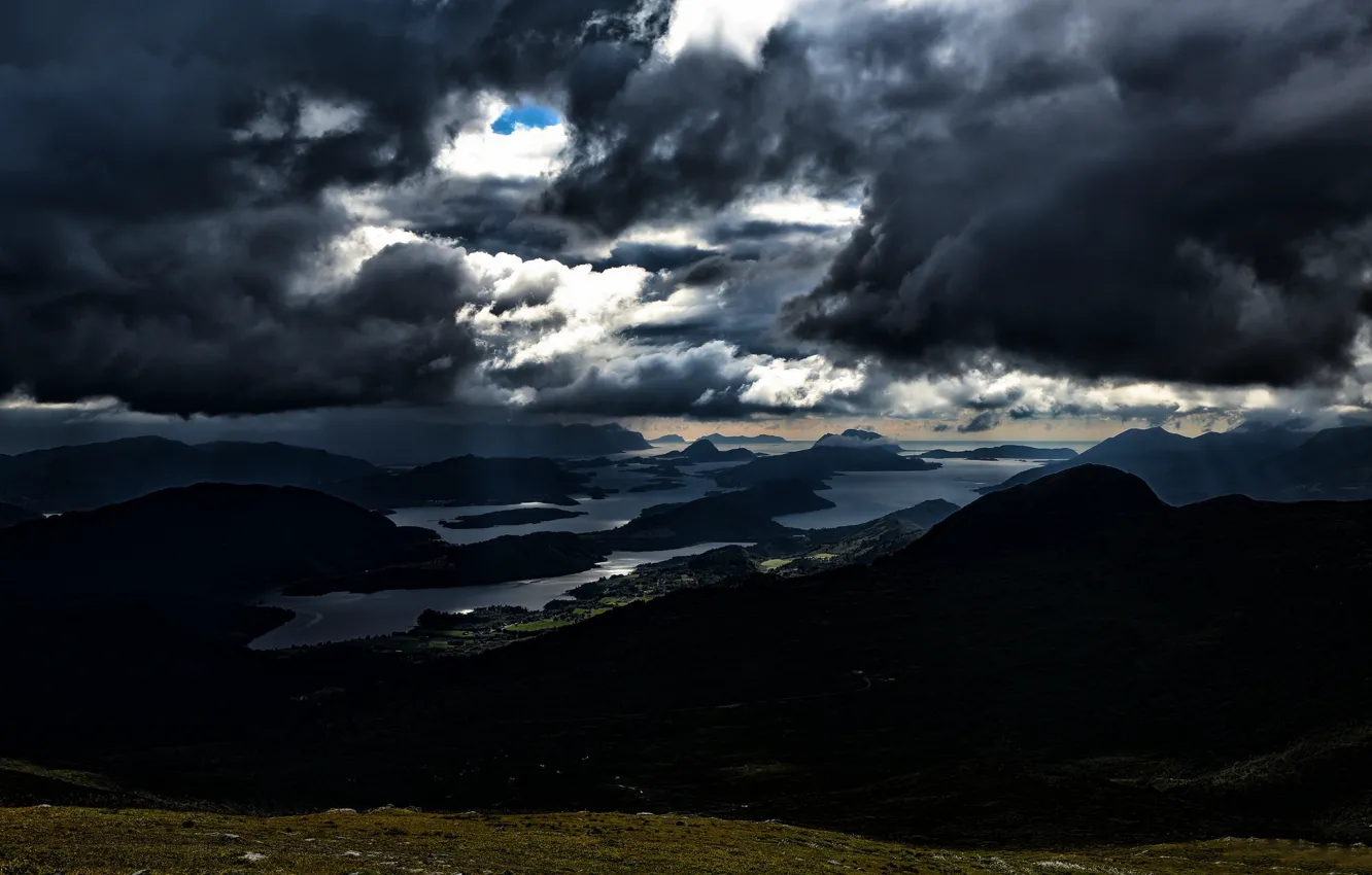 Фото обои небо, облака, Норвегия, Norway, dark clouds, More og Romsdal, Skodje