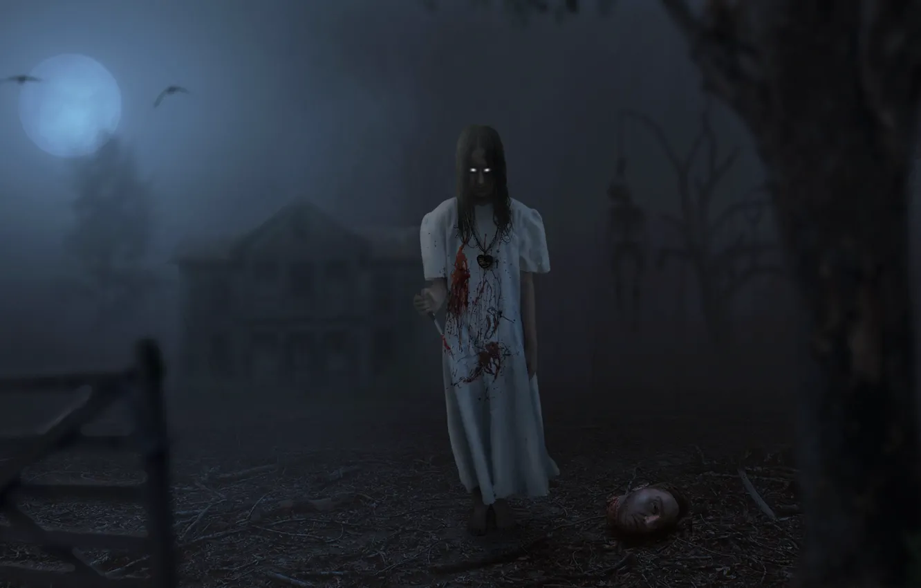 Фото обои dark, horror, fantasy, forest, kill, dead, art, artwork