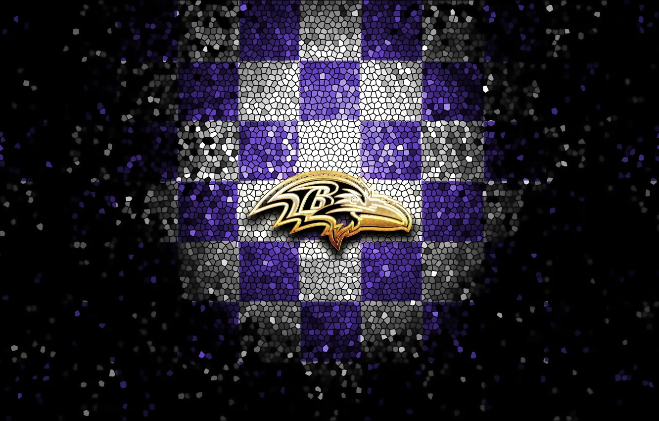 Фото обои wallpaper, sport, logo, NFL, glitter, checkered, Baltimore Ravens