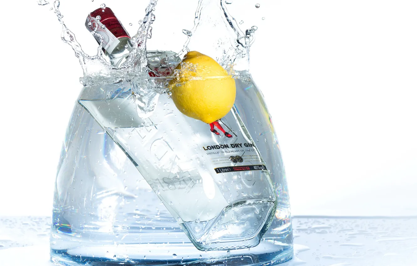 Фото обои макро, лимон, Gin, Tonic