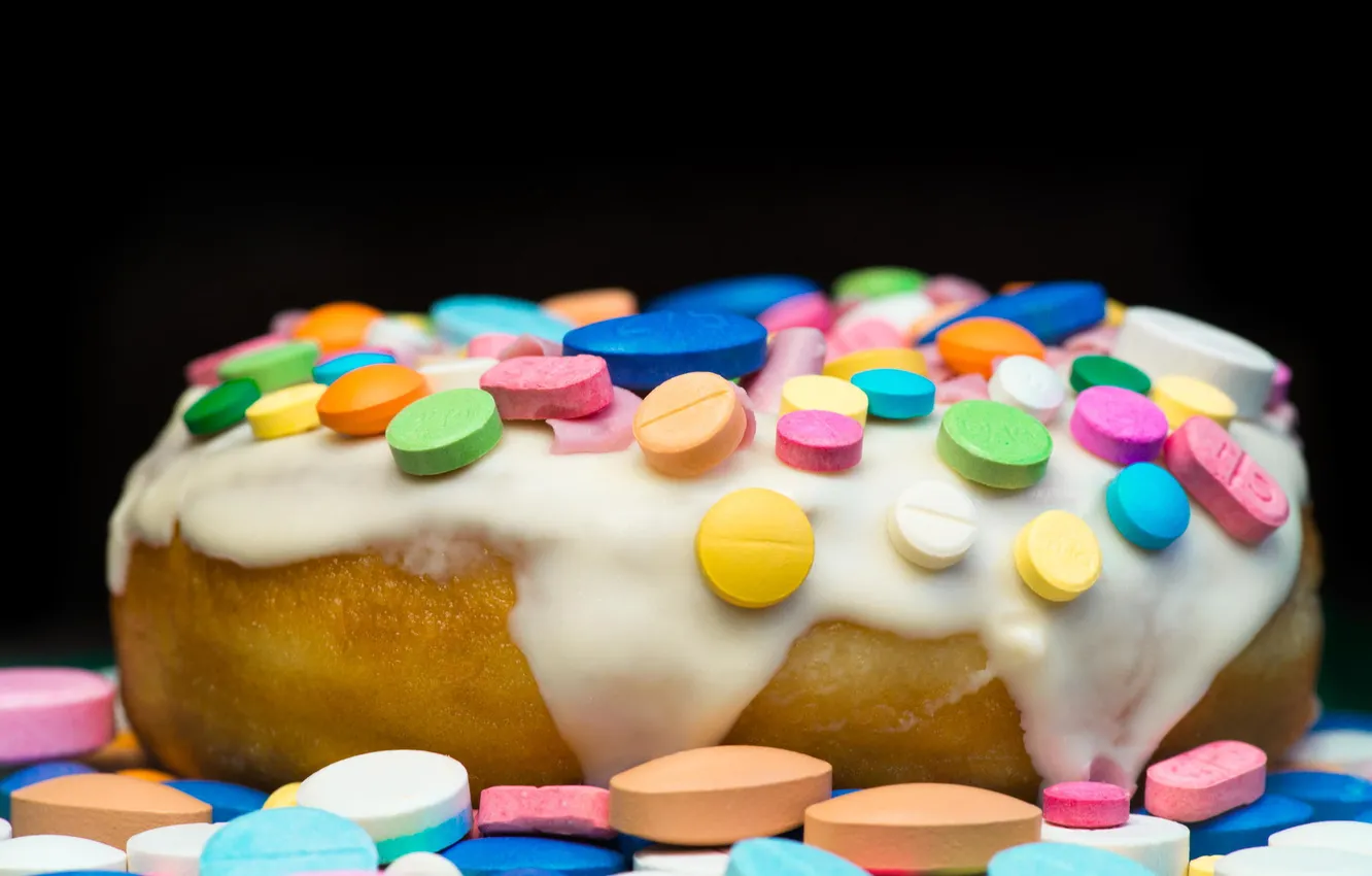 Фото обои еда, конфеты, пончик, разноцветные, фастфуд