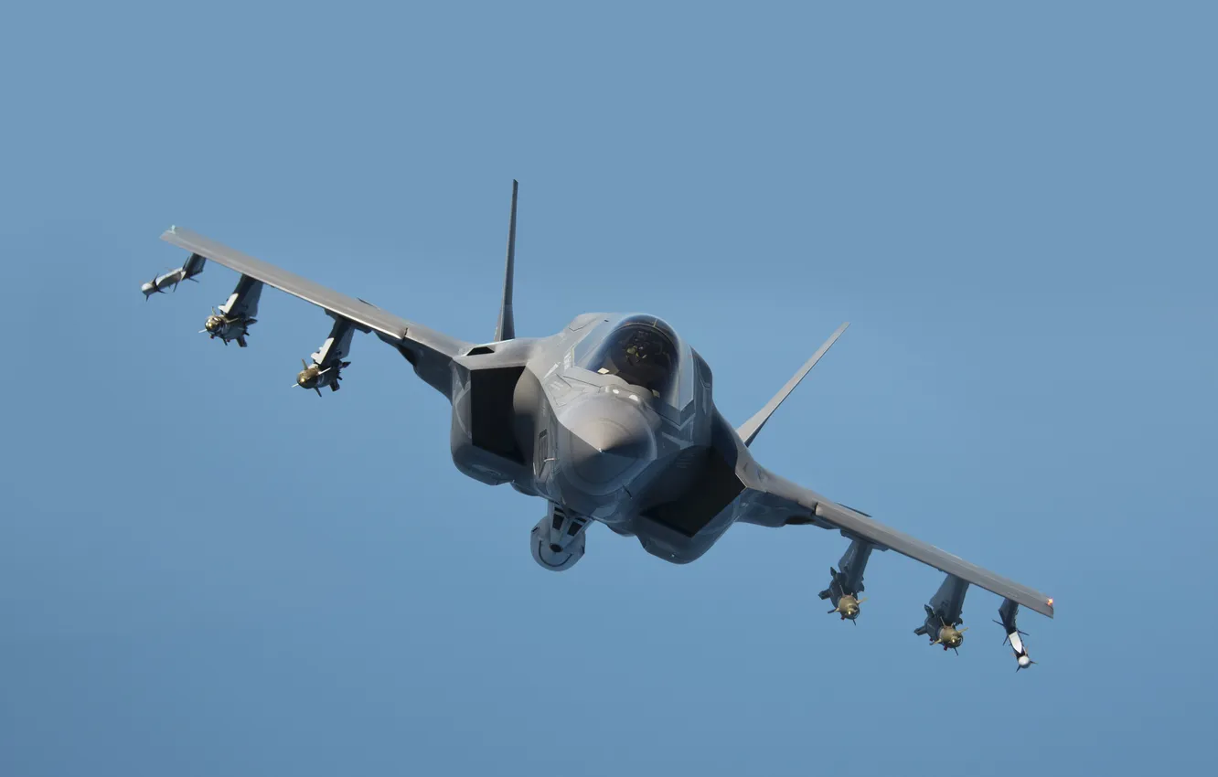 Фото обои истребитель, полёт, бомбардировщик, F-35B, Lockheed Martin