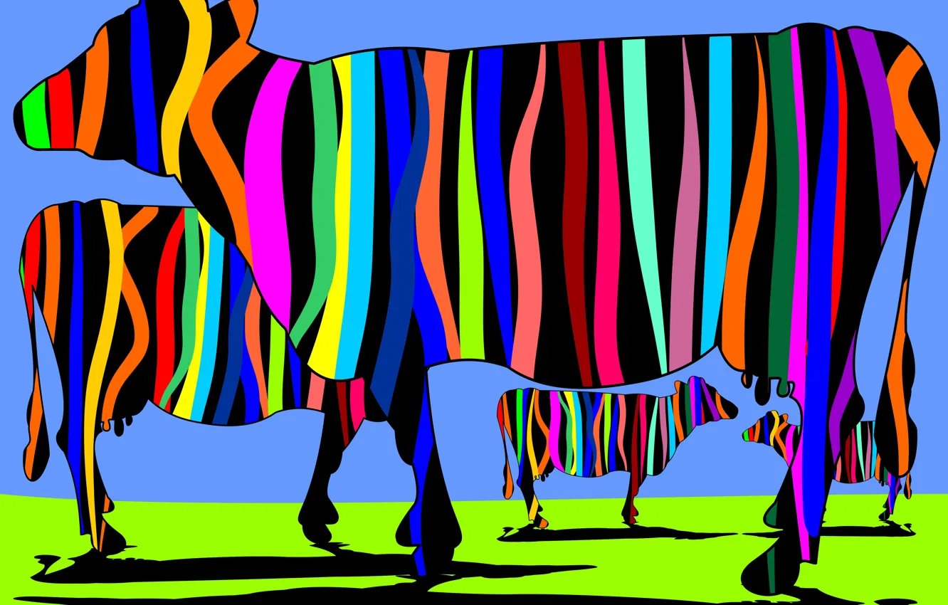 Фото обои фон, цвет, коровы