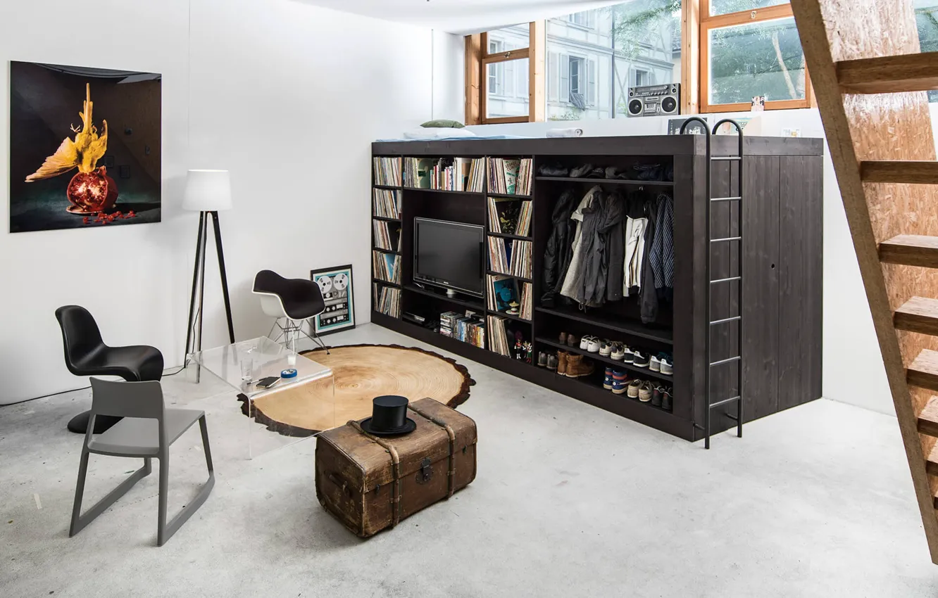 Фото обои дизайн, интерьер, жилая комната, by Till Könneker, Living Cube