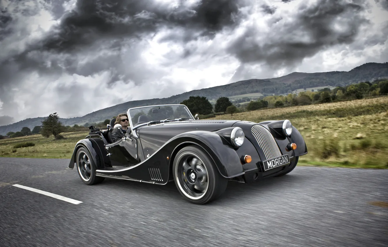 Фото обои Black, Morgan, 2014, Morgan Sports Car, Black Wheels, Model Plus 8