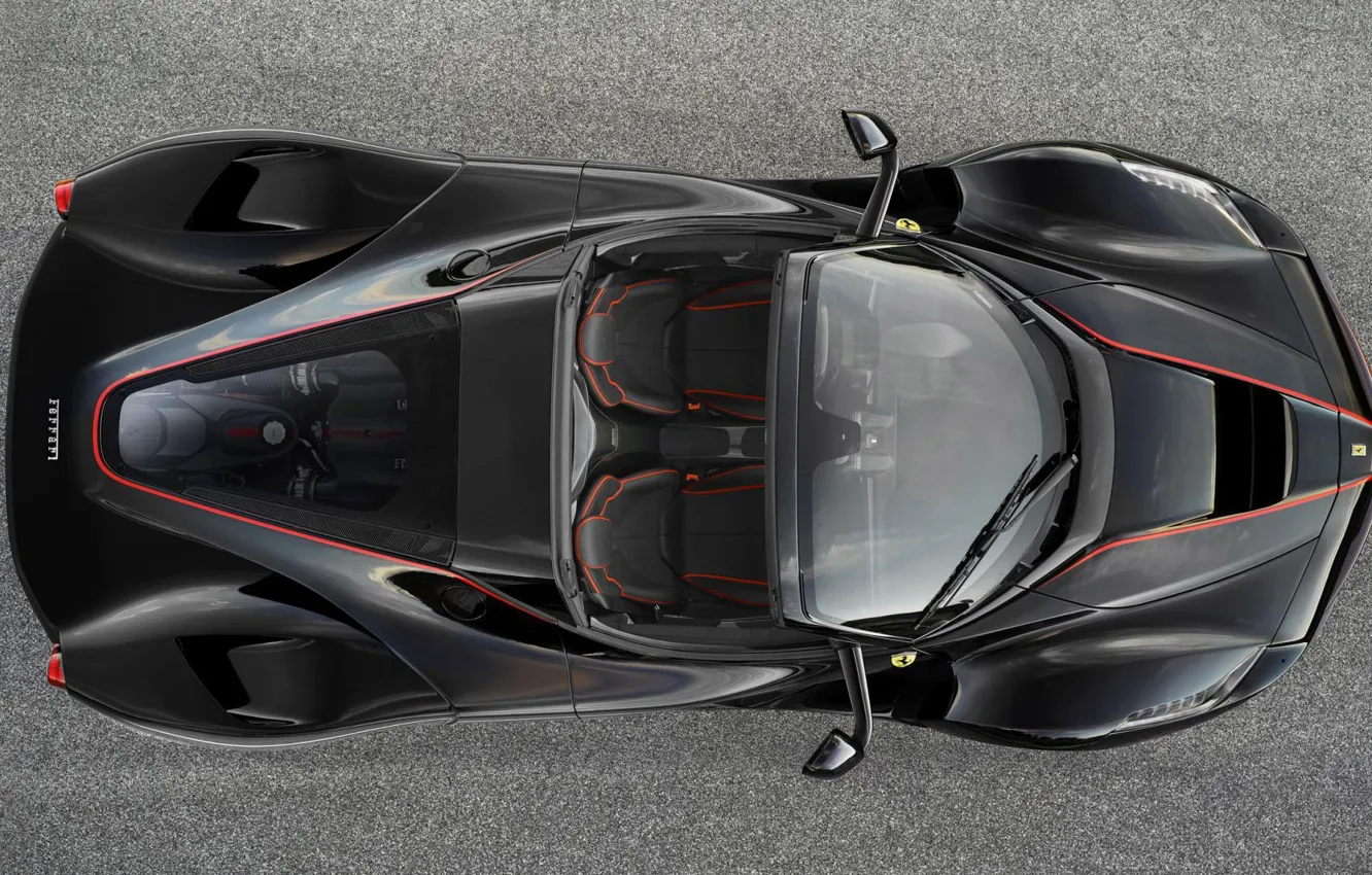 Фото обои Ferrari, Чёрный, вид сверху, new, Spider, LaFerrari