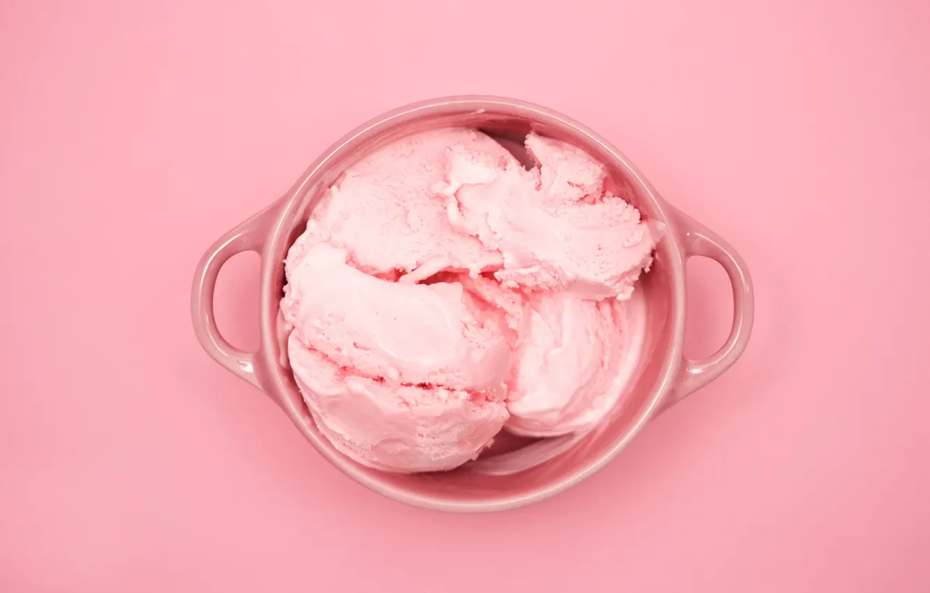 Фото обои чашка, Pink cubed, клубничное мороженое