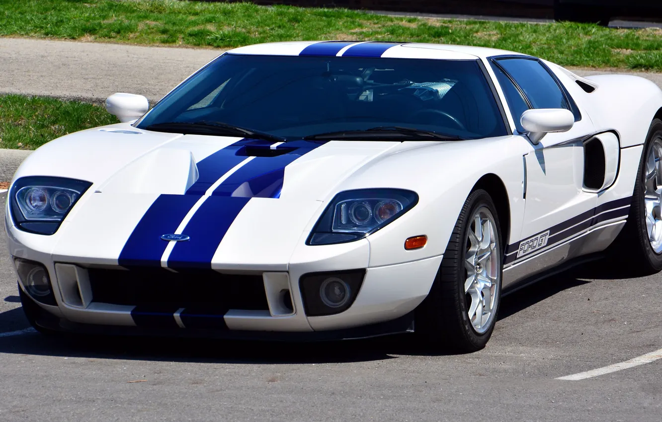 Фото обои Ford, Blue, White, Stripes, gt