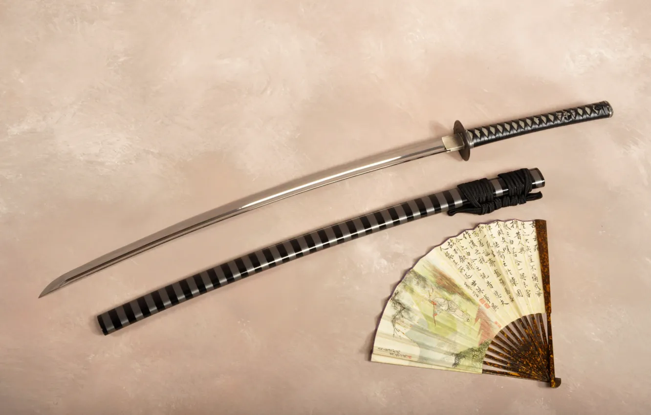 Фото обои меч, катана, веер, ножны